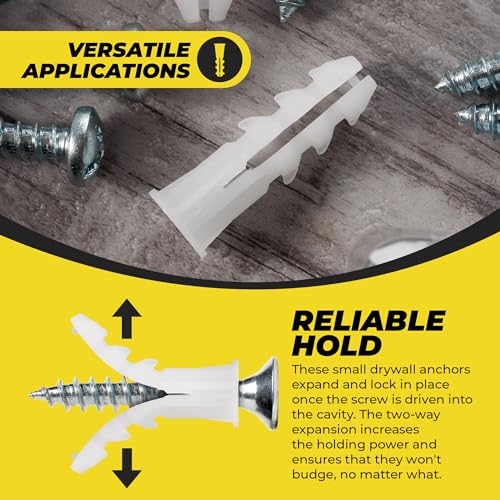 Qualihome Ribbed Plastic Drywall Anchors - Wall Anchors for Drywall - Plastic Screw Anchors for Secure Fastening (Bulk Pack, #14-16 x 1-1/4”) - size: #14-16 x 1-1/4”, style: Bulk Pack