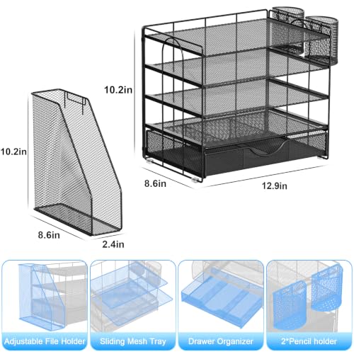 gianotter 5-Tier Desk Organizer with Drawers and File Holders - color: Black, size: 5T