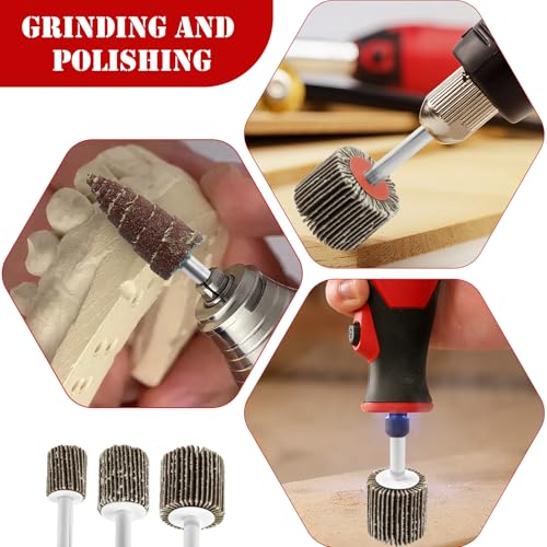 60Pcs Flap Wheel Set, 80 Grit 1/4" Shank Sanding Wheels