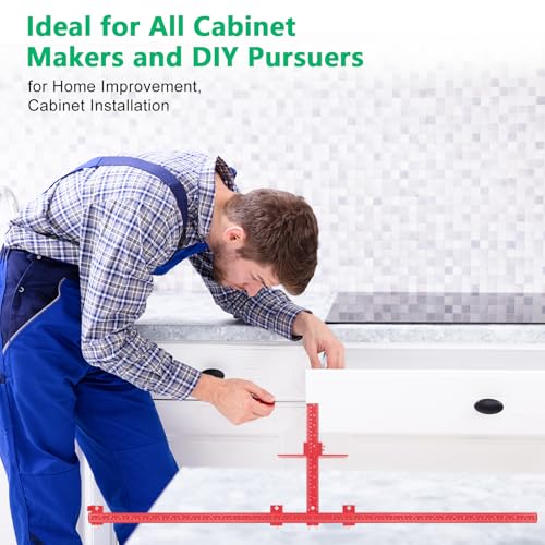 44" & 16" Max Cabinet Hardware Jig Kit, Aluminum Alloy Cabinet Handle Jig - color: Red