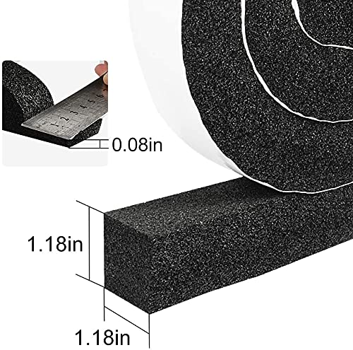 YIJUHOU 2 Rolls 1.18 Inch X 1 Inch Open Cell Foam Tape for Window Air Conditioner Insulation,High Resilience Weatherstrip Window Seal,Block The Draft and Cool Air Loss,Total 11FT - size: 1.18IN*1IN*11FT
