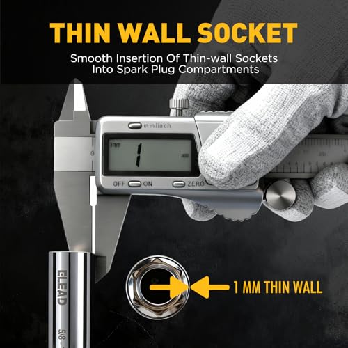 5/8" Swivel Magnetic Spark Plug Socket, 3/8" Drive x 12" Total Length, Thin Wall Spark Plug Removal Tool, 360 Degree Swivel, Enhanced Magnetic, 6-Point Design, Cr-V Steel - size: 5/8" x 12" Spark Plug Socket