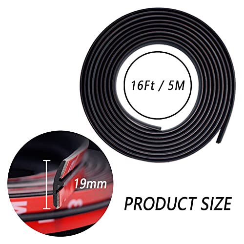 Cuttable T-Car Sunroof Cover Seal Rubber Trim,Dust Proof&Weather Stripping for Windshield,Tailgate Adhesive Rubber Seal Strip (19mm×16Ft) - color: 19mm×16Ft