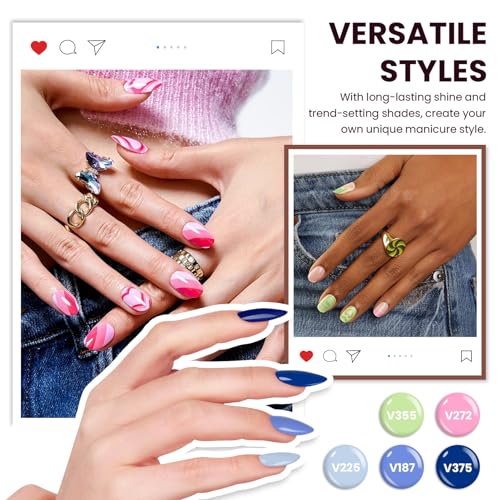 VANREESA Gel Nail Polish Kit with U V Light 53 Pcs Gel Polish Nail Set 36 Colors Nail Polish Set + Base and 4 Effects Top Coat with Manicure Tools Complete DIY Nail Kit Gifts for Women Girls - color: Charming Moments
