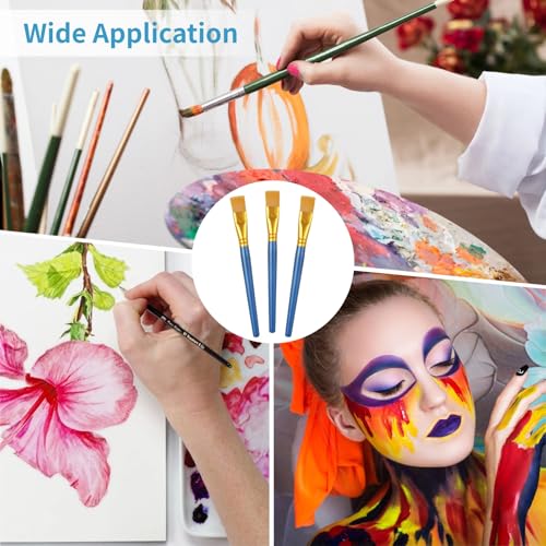 120 Pcs 1 inch Flat Paint Brushes - Watercolor Acrylic Paint Brushes with Wooden Handles, Large Synthetic Nylon Oil Painting Brushes for Art Crafts