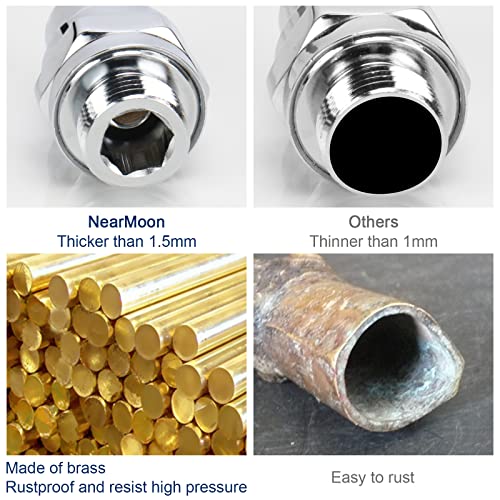 NearMoon Shower Head Swivel Ball Adapter - Solid Brass Shower Connector Ball Joint Adjustable Universal Shower Arm Extension Component (Chrome Finish) - color: Chrome Finish