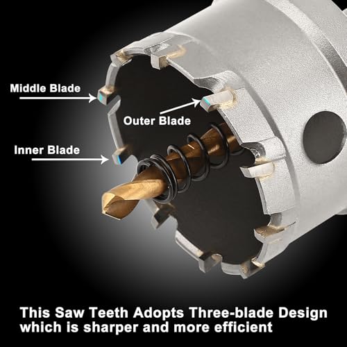 1-1/8''(29mm) TCT Hole Saw,Tungsten Carbide Hole Saw with Titanium-Plated Pilot Drill bit for Hard Metal,Alloy,Aluminum,Stainless Steel,Plastic,Iron - size: 1-1/8''(29mm) (1PCS)
