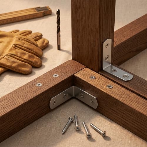 30 Pcs Metal L Brackets for Wood, 90 Degree Right Angle Brackets for Wood | l bracket Corner Braces for Wood Furniture Cabinet Drawer Chair(1.57 x 1.57 x 0.63 in), with 120 Screws, 1 Bit