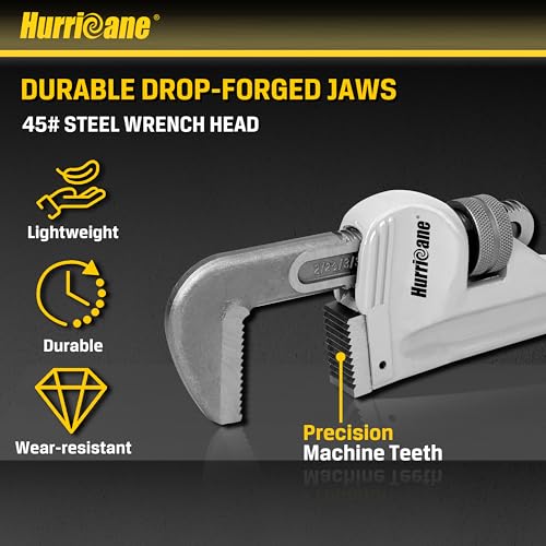 HURRICANE Aluminum Pipe Wrench, 36 Inch, Heavy Duty Adjustable Plumbing Tool, Steel Jaws, Lightweight Construction, 2-4.5 Inch Grip Range - size: 36 Inch