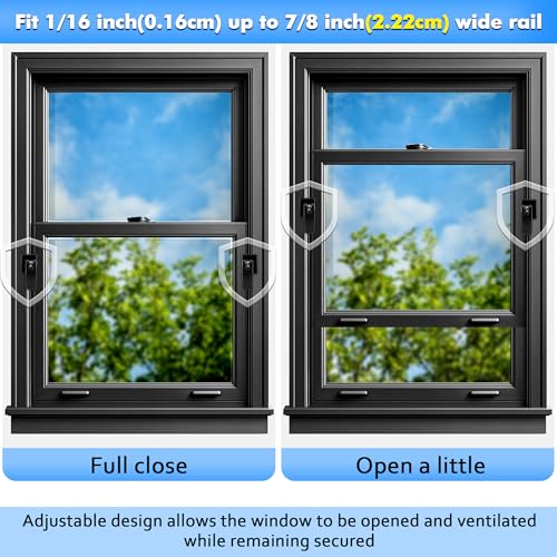 5 Pack Sliding Window Locks, Adjustable Security for Vertical & Horizontal Windows, Easy Install, Fits 1/16 inch to 7/8 inch Wide Rail, Enhanced Safety for Home & Office (Black) - color: Black