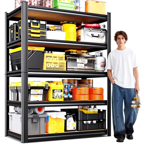 71"H-35"W-15.7"D Garage Shelving-2050LBS 5 Tier Storage Shelves,Adjustable Heavy Duty Metal Shelving Unit and Storage Large Rack,Utility Steel Shelf For Shop Warehouse Industrial Pantry Basement Black - size: MDF/35.4"Wx15.7"Dx71"H