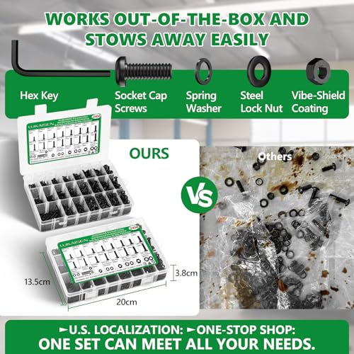 2404PCS Screw Assortment Kit, M2-M5 10.9 Alloy Steel Hex Button Cap Bolts - size: M2 M3 M4 M5 2404pcs 2
