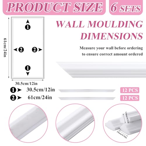 Colingmill Accent Wall Molding Kit Premade Panel,6set,12x24in - size: 12x24in