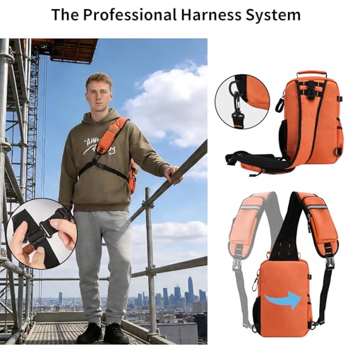 Rexmore Tactical Electrician & HVAC Tool Chest Bag, 3-Point Harness Orange - color: Orange