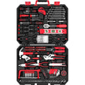 DEKOPRO Tool Set:228 Piece Home Tool Kit, Household Basic Repair Tool Set Comes with Plastic Storage Case, Socket Wrench Set for Car-Red - color: Red