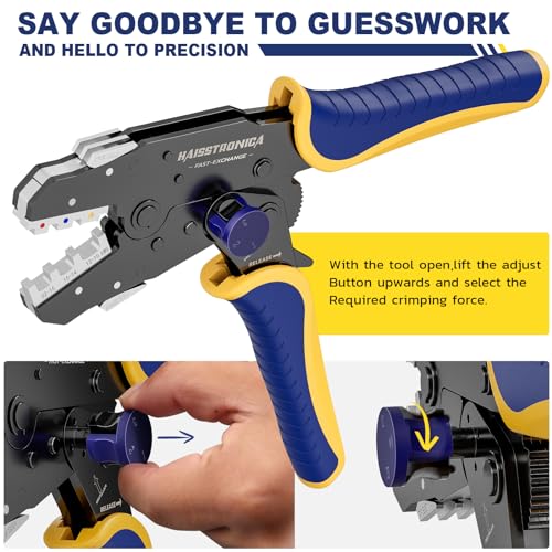 haisstronica 8PCS Quick Change Crimping Tool Kit, 6 Dies, Stripper