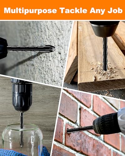 5Pcs Cross-Tip Masonry Drill Bit Set & Concrete Drill Bit Set, 3/16"-1/2" - size: 5 pcs 3/16"-1/2" Masonry Drill Bits