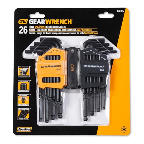 GEARWRENCH 26 Piece SAE/Metric Ball End Long Arm Hex Key Set - 83505