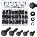 SATANTECH 272Pcs Flange Hex Bolts and Nuts Kit,M6 Bolt,M8 x1.25 Bolts,M10-1.5, Metric Bolt Assortment,Alloy Steel Class 10.9 Black Zinc Plated,Full Coarse Thread (12mm to 30mm) - color: Black Flange M6 M8 M10 Hex Bolt