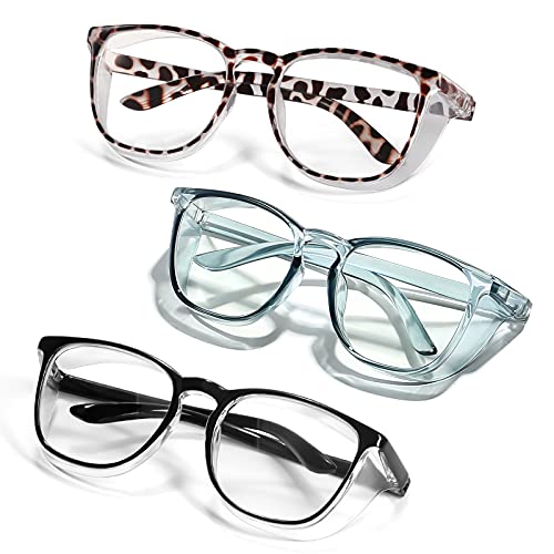 Safety Glasses Goggles for Women Girls Anti Fog Protective Eyewear Glasses - color: 3 Pack: Blue+tortoise+black