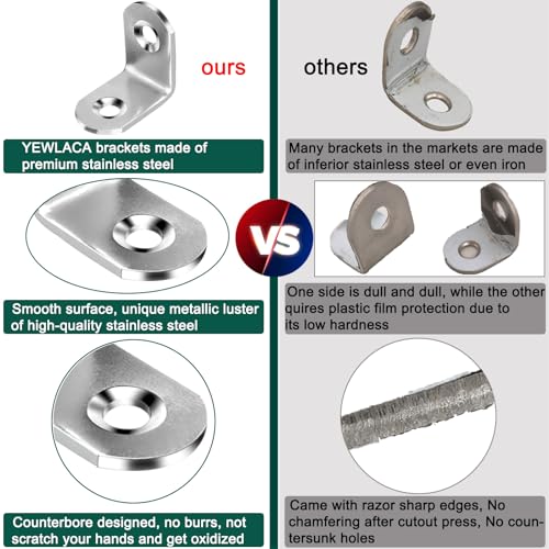20pcs L Bracket Corner Brace 30mmx30mm Stainless Steel 90 Degree Joints Right Angle Bracket Metal Fastener for Wood, Cabinet, with Screws - size: 30*30mm/ 1.2in
