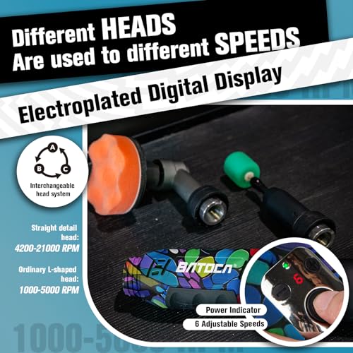BATOCA S6 Mini Cordless Polisher 2 Heads for Car/Motorcycles Detailing Kit - size: Graffiti Style with 2 batteries