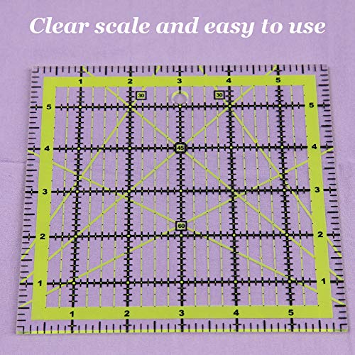UOOU 6 Inch Square Quilting Ruler Fabric Cutting Ruler Sewing Ruler - color: Green-Medium