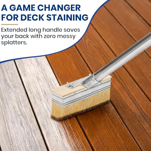MAVRIZ Deck Stain Brush with 59" Long Handle, Heavy Duty Large Deck Stain Applicator with 3" Small Paint Brush Set for Staining Wood, Fence, Wall, Furniture
