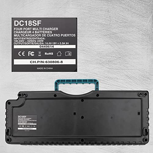 Choerinton 4-Port Battery Charger DC18SF for Makita 14.4V-18V LXT Lithium-Ion Batteries with 2 USB-A Ports, Compatible with BL1860B BL1850B BL1840B BL1830B (Charger Only)