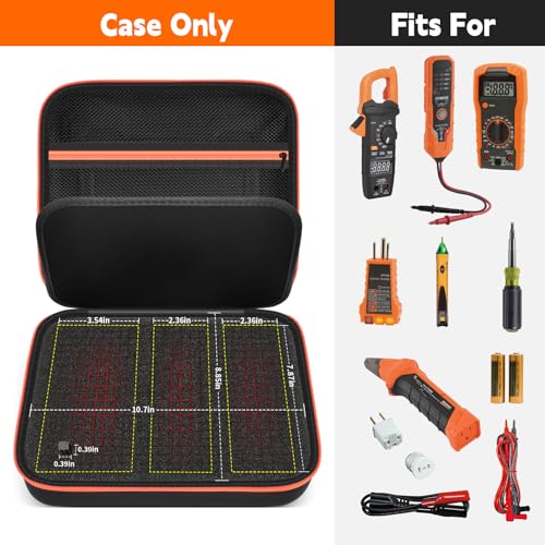 GWCASE Case for Klein MM300/325 Multimeter, Circuit Breakers,Clamp, Black-L - color: Black, size: L