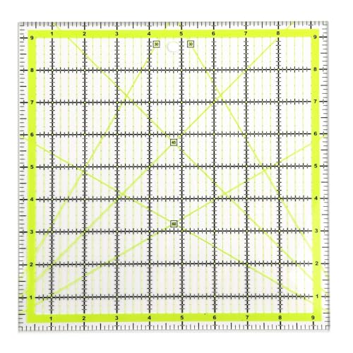 UOOU 9.5 inch Quilting Ruler, Square Quilting Rulers Fabric Cutting Ruler - color: Green-Large