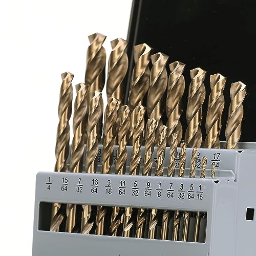 GMTOOLS 21Pcs Cobalt Drill Bits Set, M35 HSS, 135 Degree Tip, Twist Jobber Length Drill Bit for Hardened Metal, Cast Iron, Stainless Steel, Plastic and Wood with Metal Indexed Storage Case 1/16"-3/8" - style: 21 pcs Cobalt