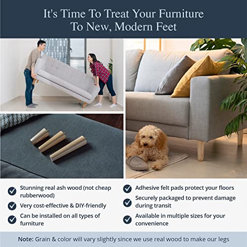 Airy Abode Premium Ash Wood Furniture Legs (Full Install Kit) - Pick Your Size and Color - color: Ash, size: 8 Inches