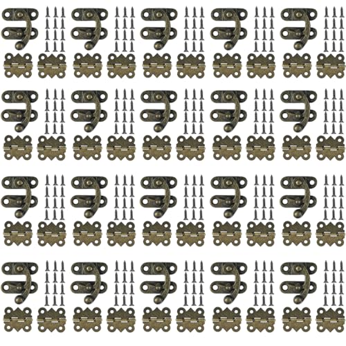 LEFTSTARER 40Pcs 1.2In Antique Cabinet Door Hinges, 20pcs latches with Screws, Bronze Butterfly Style, Small Hinges for Crafts Cabinet Wooden Jewelry Boxes (B.40 Butterfly Hinges + 20 B latches) - color: B.40 Butterfly hinges + 20 B latches