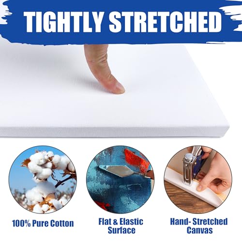 Halobios 3 Packs Stretched Canvases for Painting with 4x4 Inch, 6x6 Inch, 8x8 Inch, Square Blacnk Canvases for Acrylics,Oils & Other Painting Media, 5/8 Inch Profile 100% Cotton Artist Framed Canvas - size: 3 Pack Mixed - 8×8IN 6×6IN 4×4IN