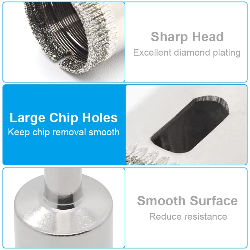 Diamond Hole Saw Set of 3, Glass Hole Saw Drill Bit Kit Suitable for Ceramic Glass Tile Porcelain Marble (12, 19, 25mm) - size: 3 in 1 | 12,19,25mm