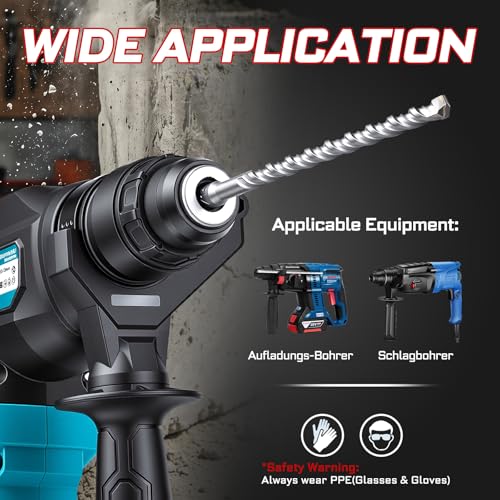 Geinxurn 5/16" x 8" SDS Plus Rotary Hammer Drill Bits, 15PCS Double Thread Masonry Drill Bits Set Carbide Tipped, Drilling in Brick, Stone and Concrete, Cement Walls - size: SDSBIT051608-015