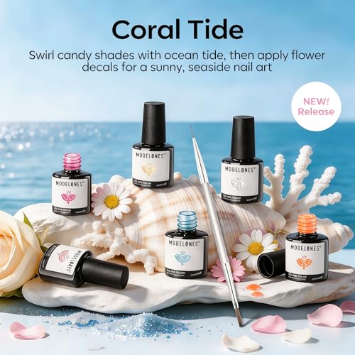 modelones Gel Nail Polish Set 6 Colors White Pastel Yellow Pink Orange Nude - color: A A2 White Pastel