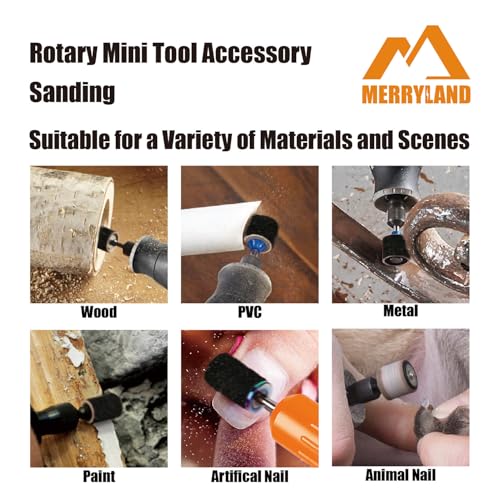 Merryland 184 Pack Sanding Drum 1/2 inch 80 Grit Drum Sander for Dremel - size: 80# 1/2" Sanding Band 184pcs