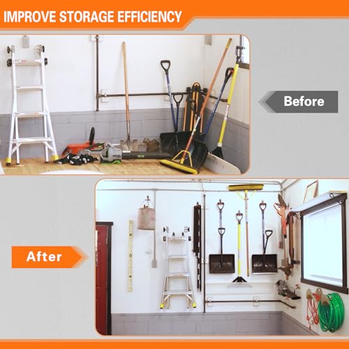 HUPBIPY Heavy Duty Garage Hooks 4 Pack, J Shaped Hanger, Wall Mounted Storage System, Power and Garden Tool Organizer, for Hanging Ladders, Bikes Tires, Hose, Bulk Items - color: Black Large J Hook