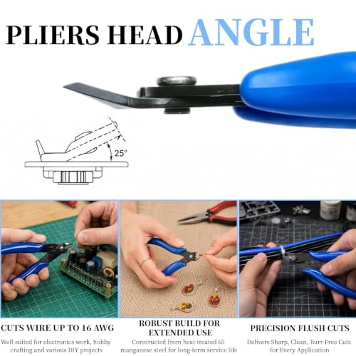 Wire Cutters, Flush Cutters Precision Spring-Loaded Side Cutter, Heavy Duty Diagonal Cutting Pliers in CRV Steel for Electrical, Home DIY, Jewelry Crafts, Coil Making Tools (#1 blue2)