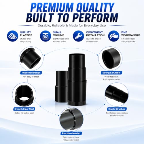 Vacuum Hose Adapter 4Pcs 1-3/8" to 1-1/4" & 1-1/2" for Vacuum Attachments
