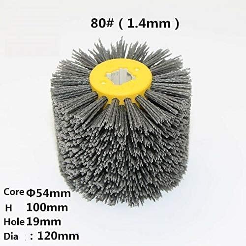 SIGNI Abrasive Nylon Drawing Wheel Drum Brush for Wooden Furniture Floor Polishing - 120X100mm 80 Grit - 1 Pack - size: 80 Grit, Black