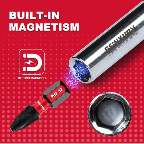 Geinxurn 9Pc Cr-V Screwdriver Bit Holders, Extension Socket Drill Bit Magnetic Holder Hex Shank Quick-Change Drill Bit Guide (2.5”3”6”) - size: 2.5", 3", 6"