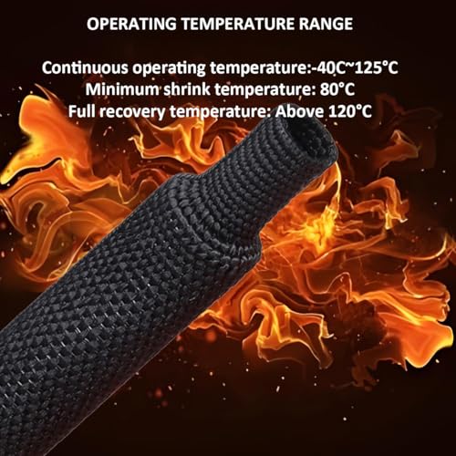 4 FT 4 inch 2:1 Heat Shrinkable Braided Sleeving Heat Shrink Sleeve Abrasion Protection Flexibility Wiring Harness Cable Sheath - size: 100mm-4"