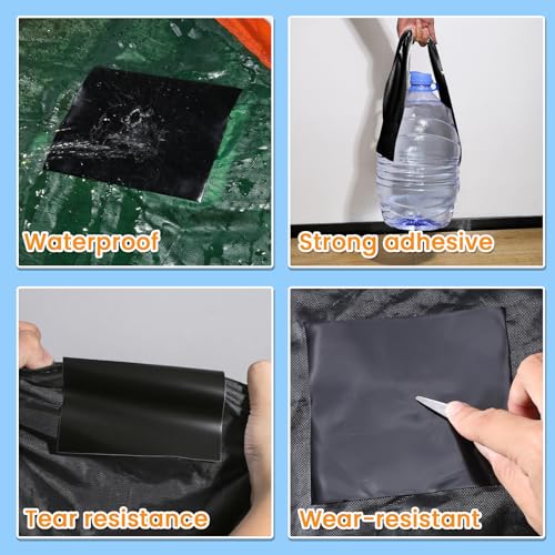Tikfoam Waterproof Repair Tape for Fabric, Plastic, Awning, RV Underbelly, Tarp, Tent, Sail and Boat Cover Outdoor Repair Patch, Heavy Duty,6 Inch x 10FT Black - color: Black, size: 6 inch x 10FT