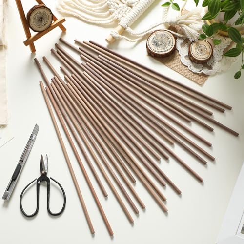 Wenqik 24 Pcs Walnut Dowel Rods 5/16 x 12 Inch Hardwood Stick for DIY Craft - size: 5/16 x 12 Inch