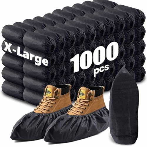 1000 Pack Disposable Shoe Covers, X-Large Non Slip Shoe Booties for Indoors, Non-Woven Boot Covers for Home Guests, Cleaning Crews, Contractors, Real Estate, Open House Floor Protection(500 Pairs)