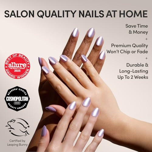 Glamnetic Press On Nails - Short Oval, Velvet Fake Nails 30 Pc Full Kit - color: 2I - Mermaid's Tail