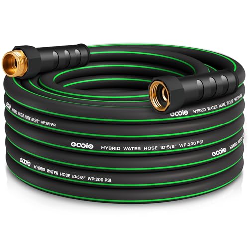 Heavy Duty Garden Hose 25ft, NON-EXPANDABLE Flexible Water Hose, Kink Resistant Lightweight Hybrid Hose, Leakproof Hose Male to Female Fittings - color: Black+Green, size: 25ft